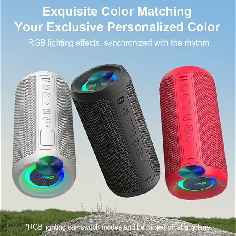 Portable Bluetooth Speaker 24W IPX6 Waterproof Outdoor Sports Camping Wireless Speaker Bass Boost BT5.3 RGB Light Speaker - Image 2