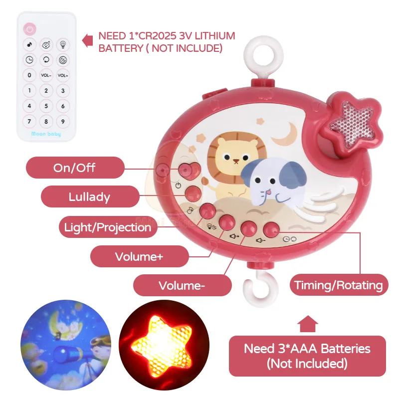 Baby Crib Mobile Rattle Toy For 0-12 Months Infant Rotating Musical Projector Night Light Bed Bell Educational For Newborn Gift - Image 4