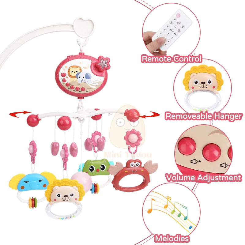 Baby Crib Mobile Rattle Toy For 0-12 Months Infant Rotating Musical Projector Night Light Bed Bell Educational For Newborn Gift - Image 2