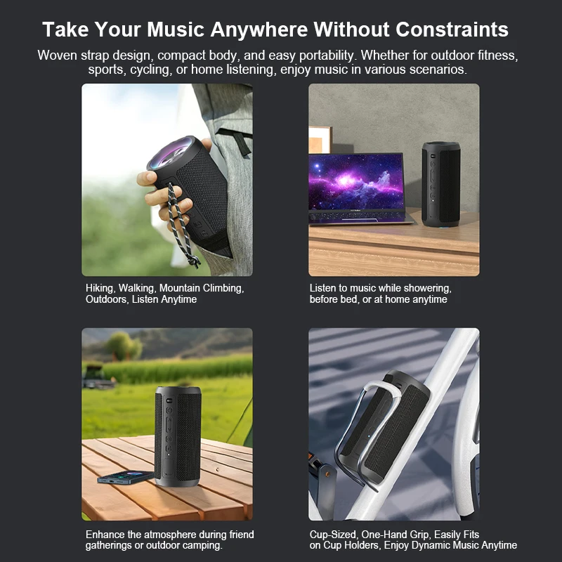 Portable Bluetooth Speaker 24W IPX6 Waterproof Outdoor Sports Camping Wireless Speaker Bass Boost BT5.3 RGB Light Speaker - Image 5