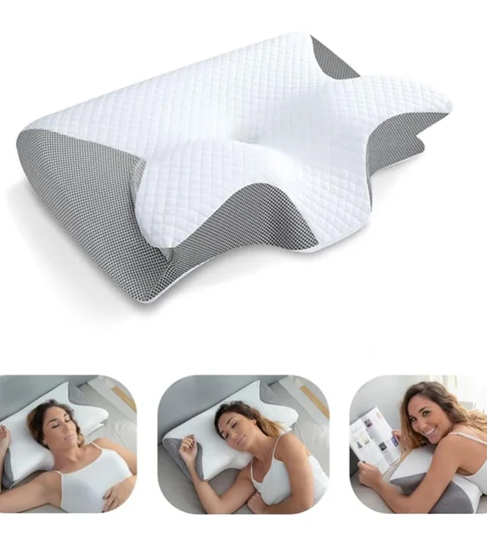 1pc Memory Foam Cervical Pillow, 2 in 1 Ergonomic Contour Orthopedic Pillow for Neck Pain, Contoured Support Pillows,Neck Pillow