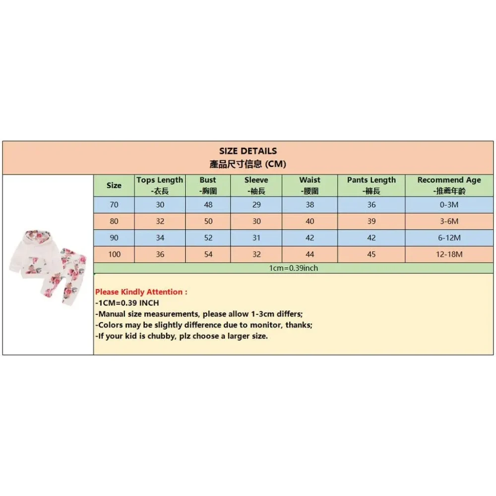 0-18 Months Toddler Baby Girl 3PCS Hooded Clothes Set Flowers Print Long Sleeve Top+Pant+Bowknot Headband Fashion Autumn Outfit - Image 6