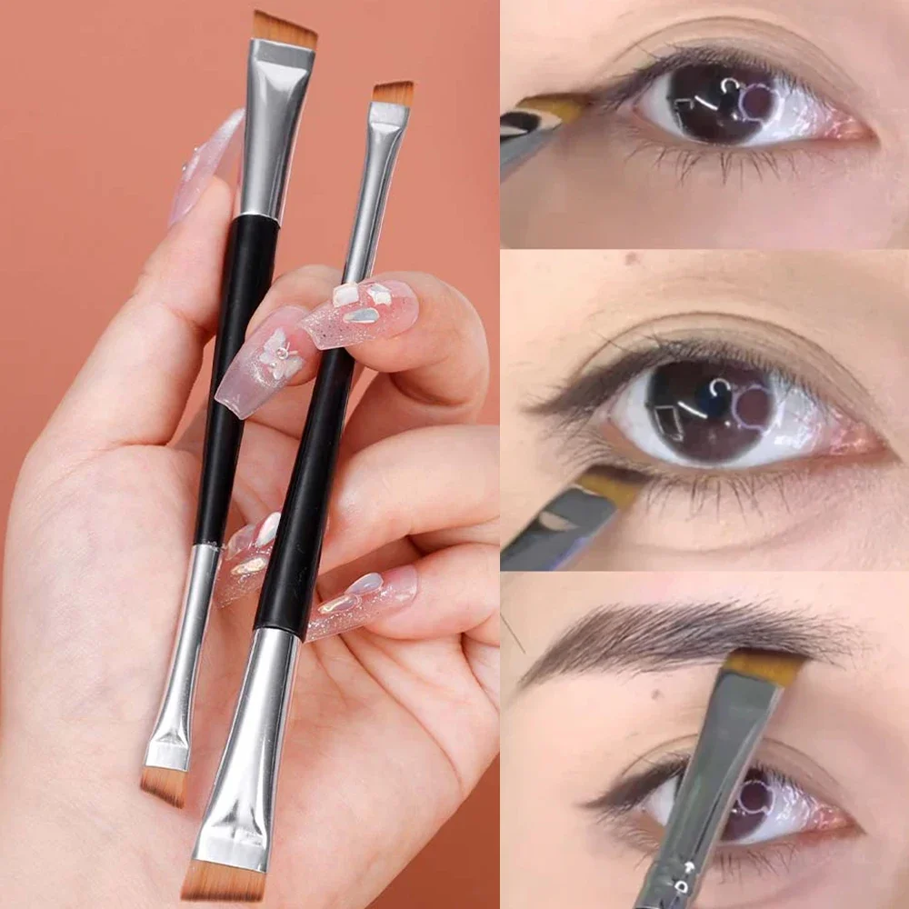 Professional Eyebrow Brush Eyeliner Angled Flat Head Blade Eye Liner Brow Contour Makeup Brushes Double-head Make Up Tools 15pcs - Image 2