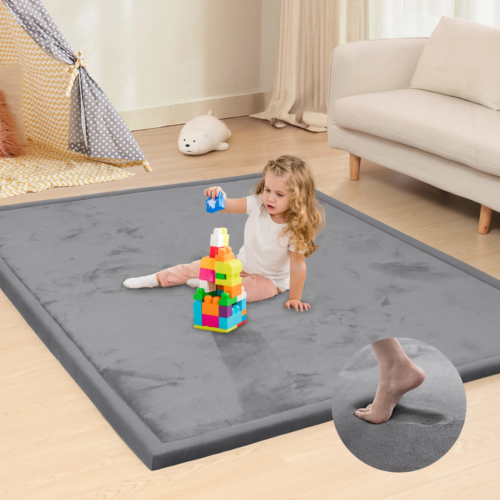 3cm Thick Baby Play Mat Large Soft Large Non Slip Crawling Mat Baby Game Carpet for Children Gyms & Playmats Kids Mat Floor Rug - Image 2