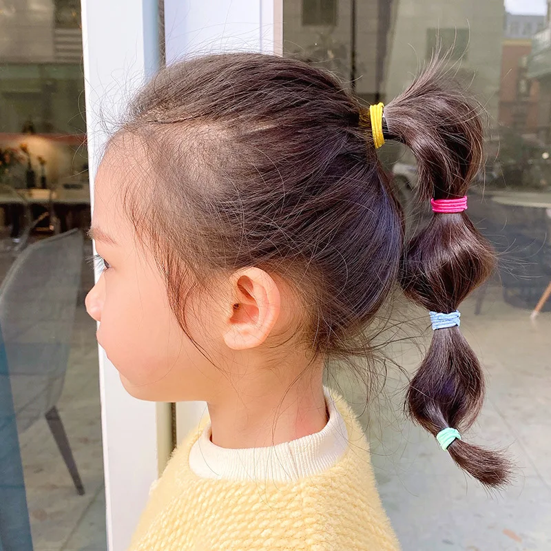 100Pcs/Set Girls Elastic Hair Bands Girls Hair Accessories 2.5cm Colorful Rubber Band Children Ponytail Holder Kids Hair Ties - Image 3
