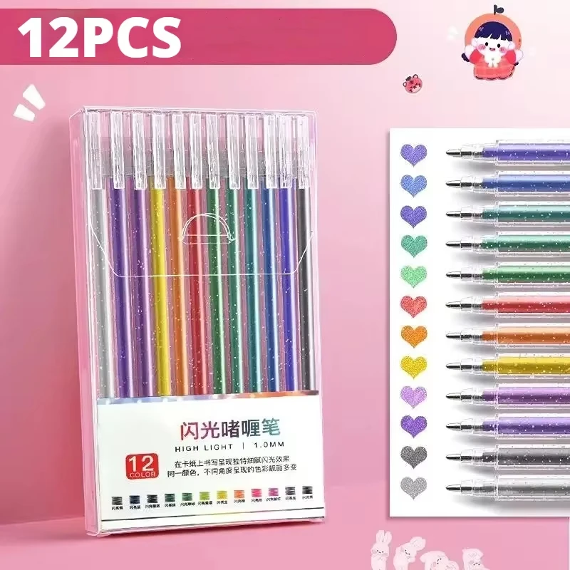 18/12pcs Glitter Gel Pens Set,Quick-Drying Metallic Ink,Fine Point for Drawing, Book Doodling, Art Marking with Storage Case - Image 6