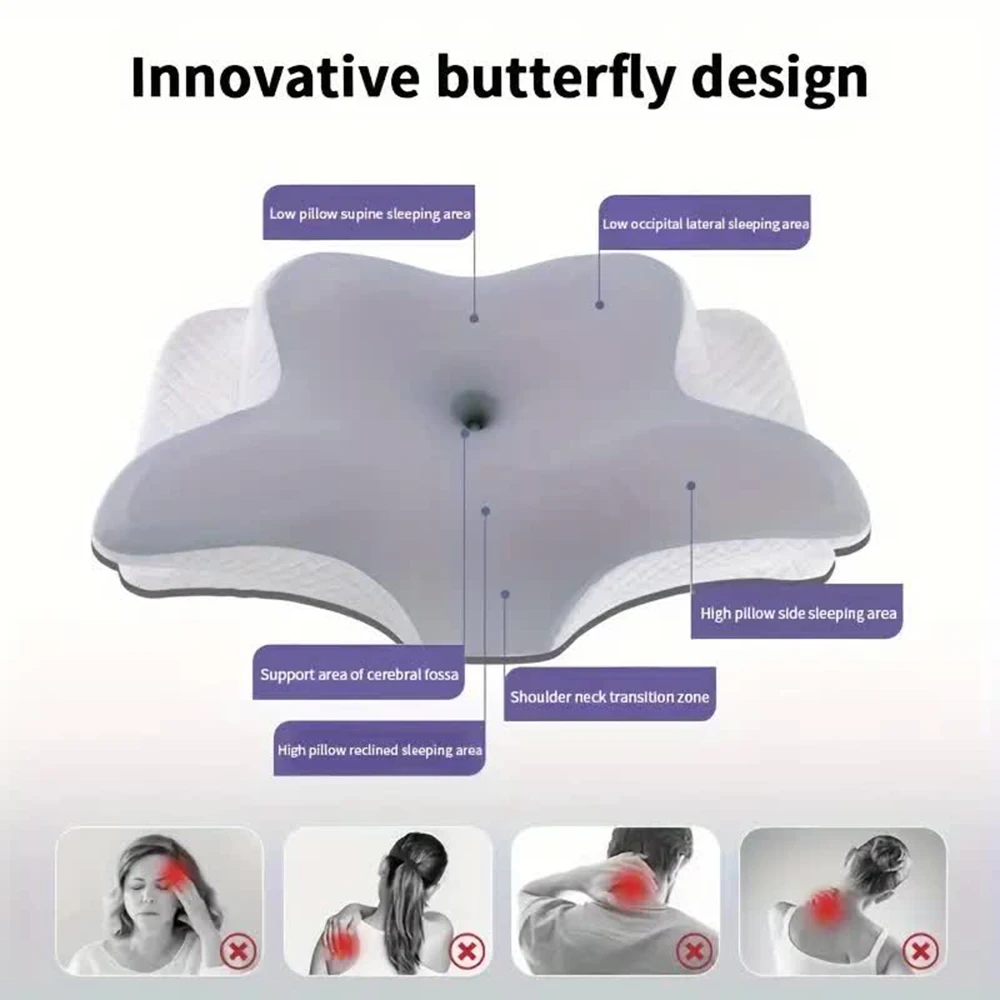 Memory Foam Pillows Butterfly Shaped Relaxing Cervical Slow Rebound Neck Pillow Pain Relief Sleeping Orthopedic Pillow Beding - Image 3