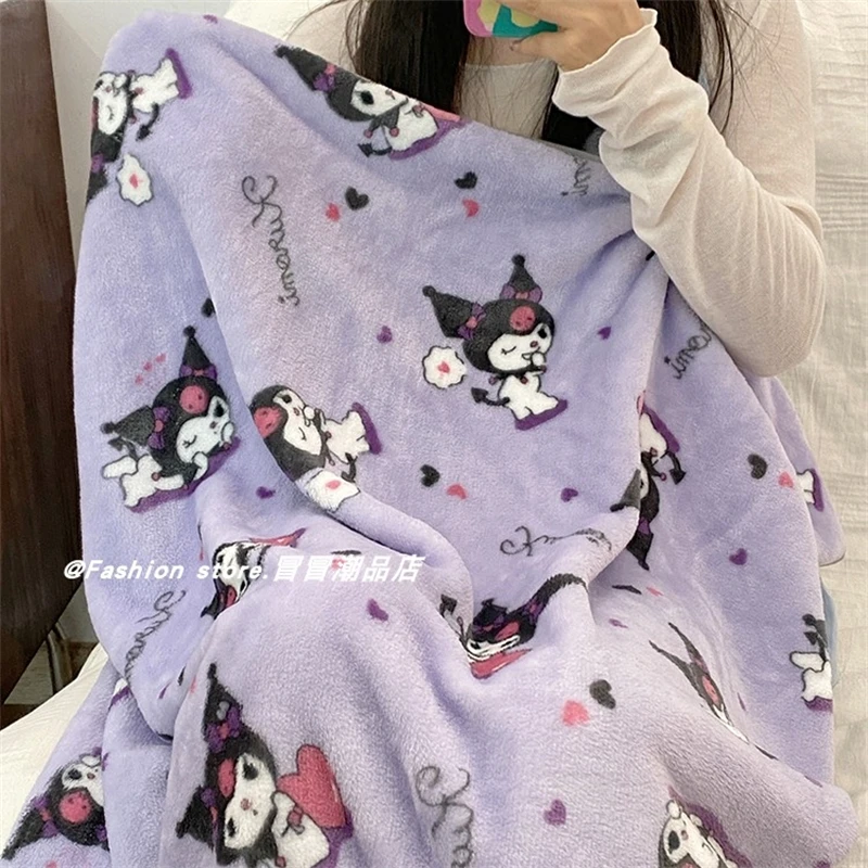 Japanese Style Printed Blanket Kuromi My Melody Warm Blanket Cute Anime Flannel Blanket Pillowcase Air Conditioning Blanket Girl - Image 5