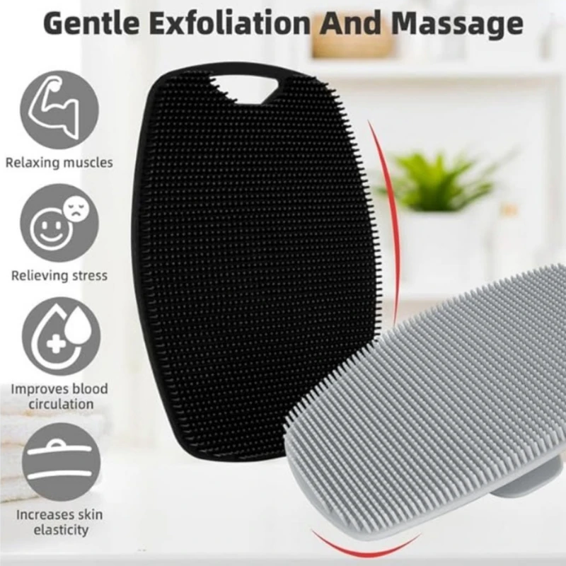 1pc Soft Silicone Exfoliating Brush Cleanser Manual Body Cleansing Scrubber Shower Gentle Massage Bath Brush For Men - Image 3