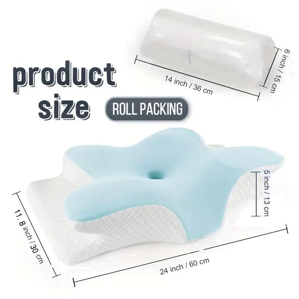 Memory Foam Pillows Butterfly Shaped Relaxing Cervical Slow Rebound Neck Pillow Pain Relief Sleeping Orthopedic Pillow Beding - Image 6