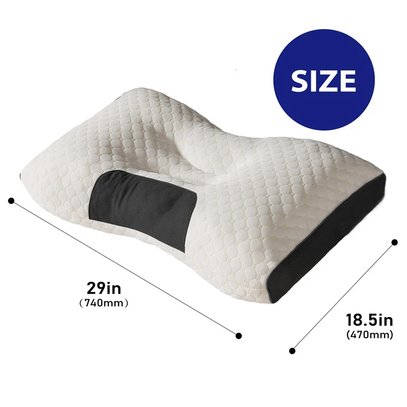 2pcs Massage Neck Pillows Adjustable Ergonomic Orthopedic Contour Support, High-Quality Pillow Core, All-Season Sleeping Comfort - Image 2