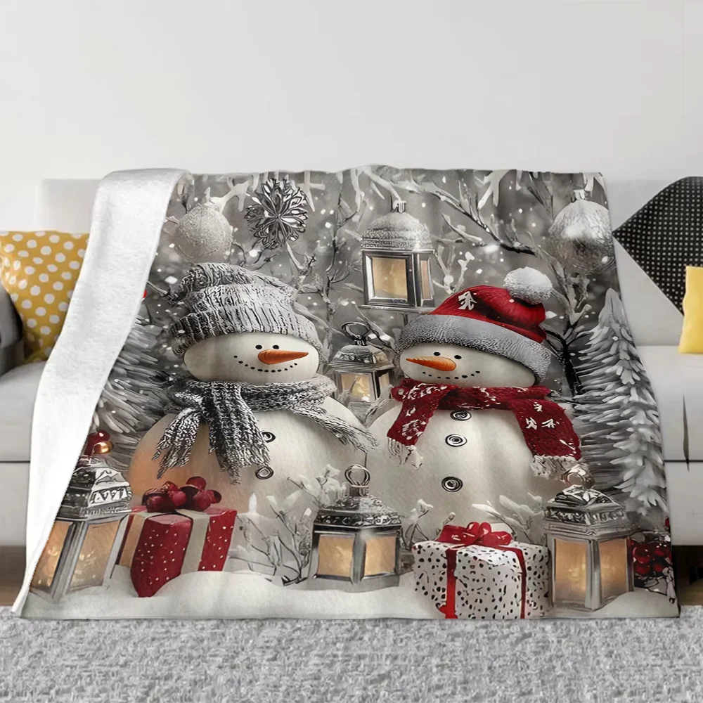 1pc Cozy Christmas Snowman Blanket - Lightweight, All-Season Knit Fleece for Sofa, Bed, Trave,Ideal Gift for Family and Friends - Image 2