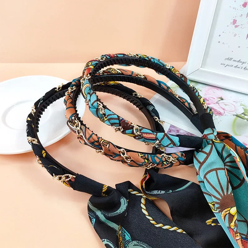 Vintage Long Ribbon Hairband for Women Elegant Hair Accessories Fashion Ribbon Braided Hair Tie Hairband Headwear - Image 4