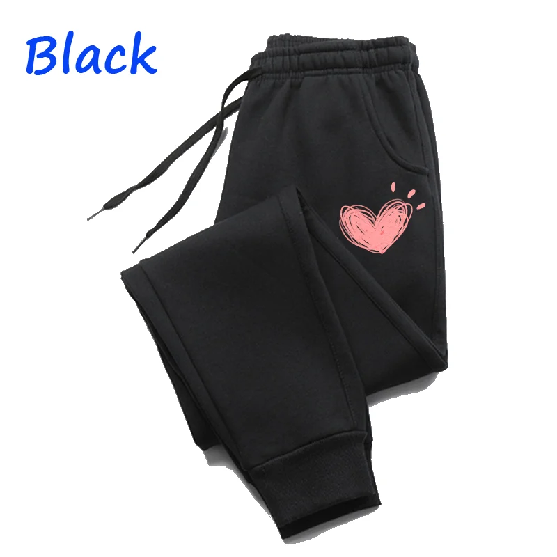 Women Cute Heart Printed Sweatpants Autumn Winter Cotton Long Pants Jogger Trousers Casual Sports Fitness Women Sweat Pants - Image 2