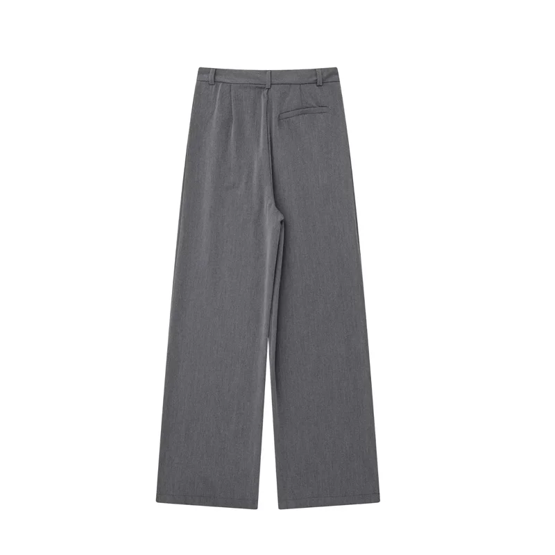 MUJER 2025 Women's Pants Beige Grey Black Wide Leg Pants Women High Waist Baggy Pants Woman Fashion Summer Office Trousers - Image 3