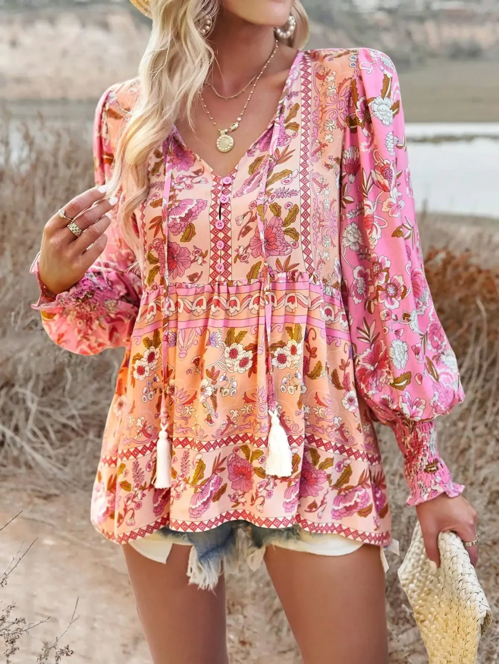 Plus Size 1XL-5XL New Autumn Women's Temperament Casual Printed V-neck Long-sleeved Loose Blouse Shirt Commuting Style Clothes - Image 6