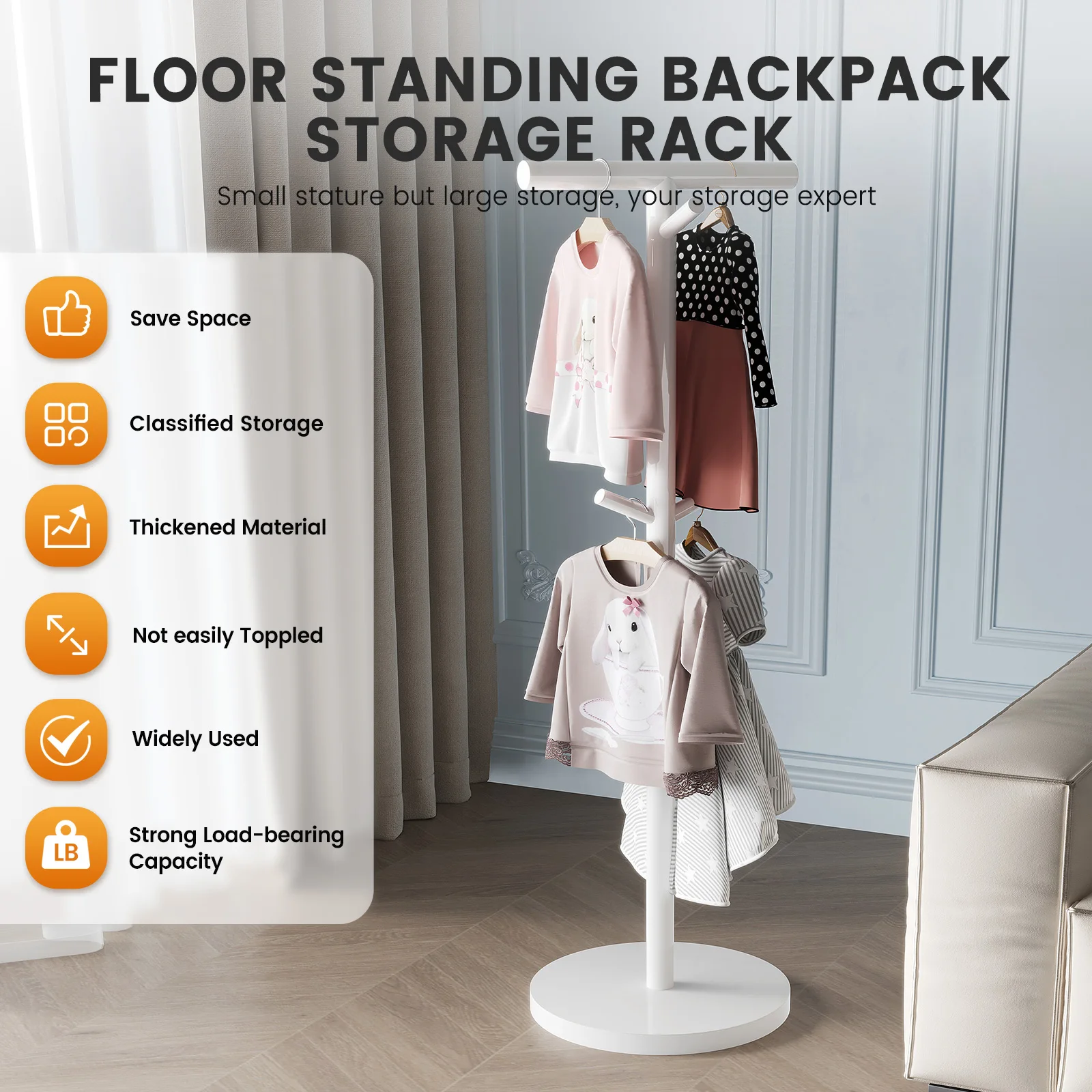 Floor-Standing Schoolbag Hanger, Bedroom Coat and Hat Rack, Kidsren's Backpack Rack, Desk Hook, Tableside Bedside Bag Placement Artifact - Image 6