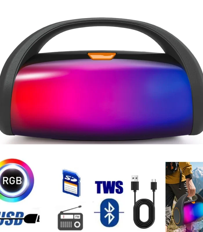 1000W Bluetooth Speaker LED Light Portable Outdoor Speakers Dual 3'' Subwoofer Sound Box Support