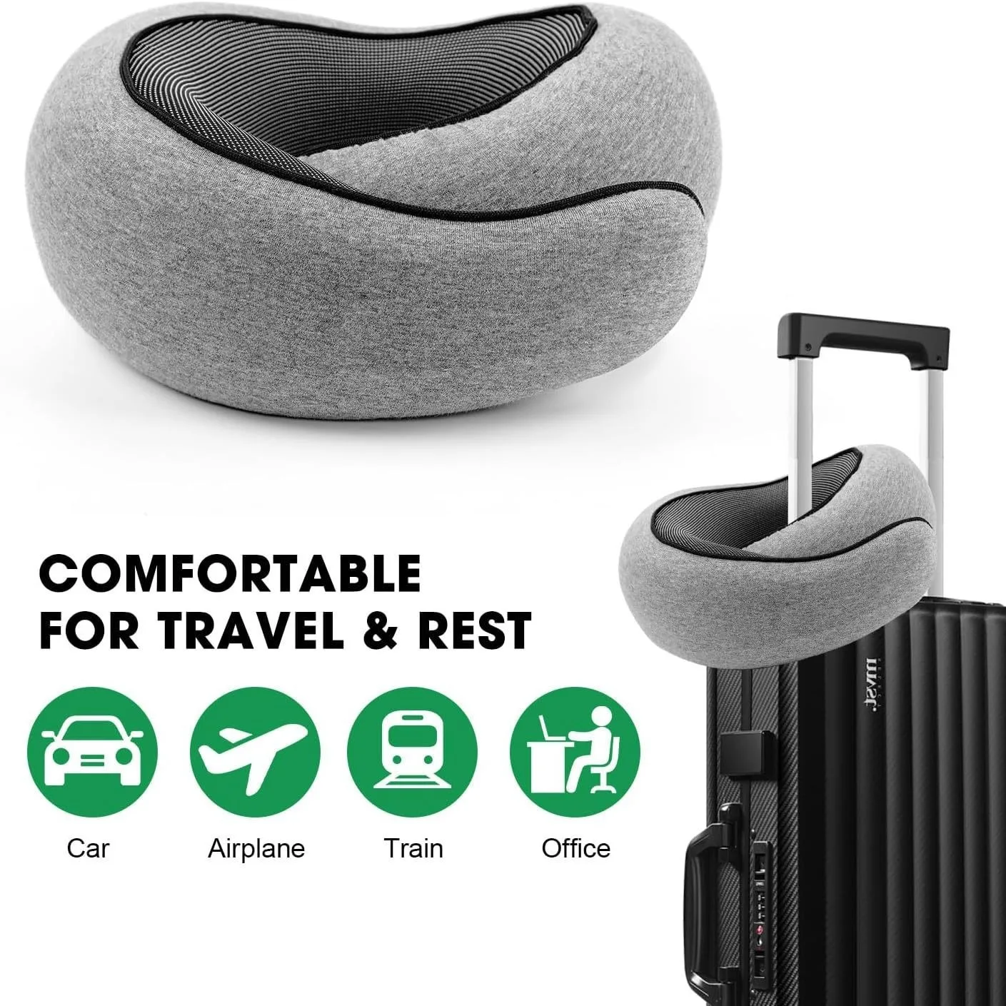 Portable Adjustable Travel Neck Pillow Memory Foam U-shaped Pillow Snail Style Travel Neck Support Soft Noon Break Sleep Pillow - Image 4