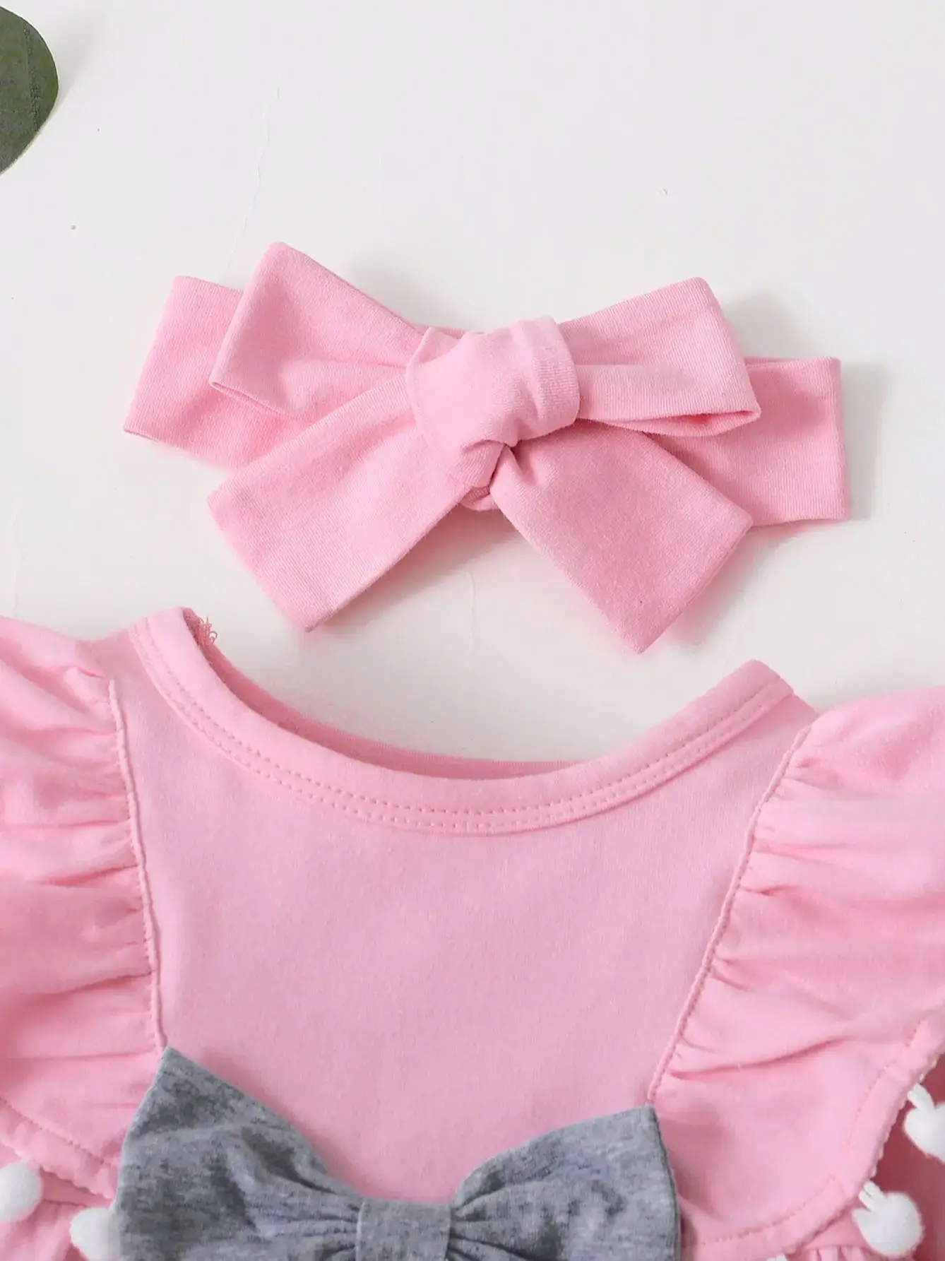 0-2 Year Old Newborn Baby Girl Spring and Autumn Round Neck Long sleeved Dress with Solid Color Pants Fashion Set - Image 3