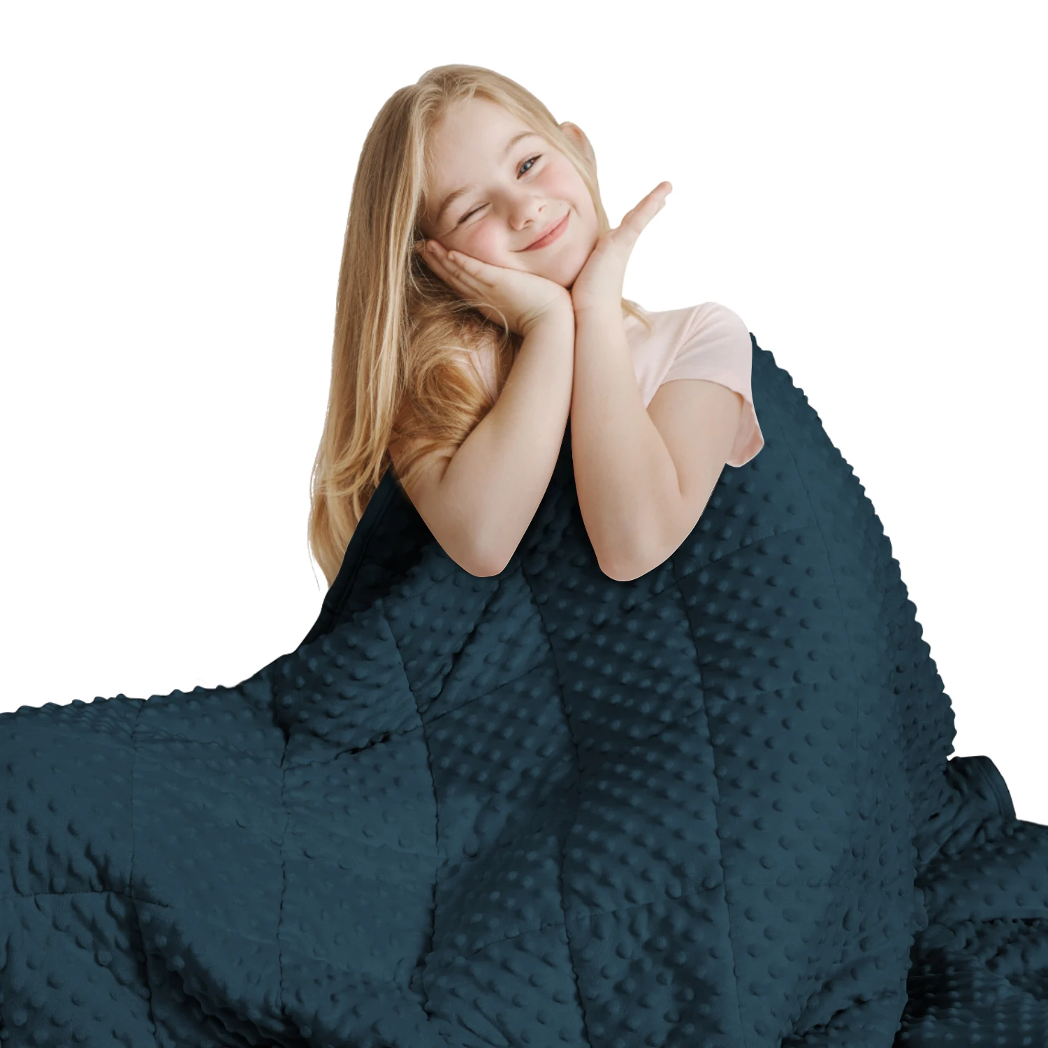 Navy Blue Thick All Season Bed Blankets for Sofa Single Double Couple Soft Minky Weighted Throw Heavy Blanket with Premium Glass - Image 2
