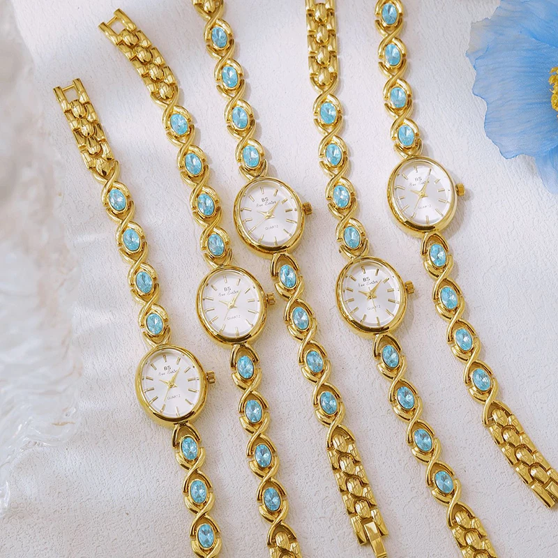 New In Women's Watches Gold Silver Bracelet Wristwatch Oval Glacier Sapphire Luxury Watch For Women Waterproof - Image 5