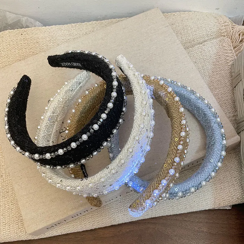 Women's Braided Hair Bands Wide Hair Bands Pearl Non-slip Hair Bands Daily Hair Accessories For Girls - Image 5