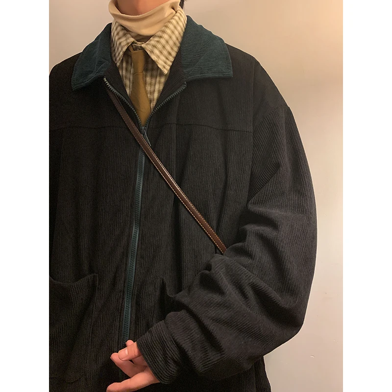 American Style Vintage 2025 Men Bomber Jacket Windbreakers Zipper Coats Autumn Loose Cargo Outwear - Image 3