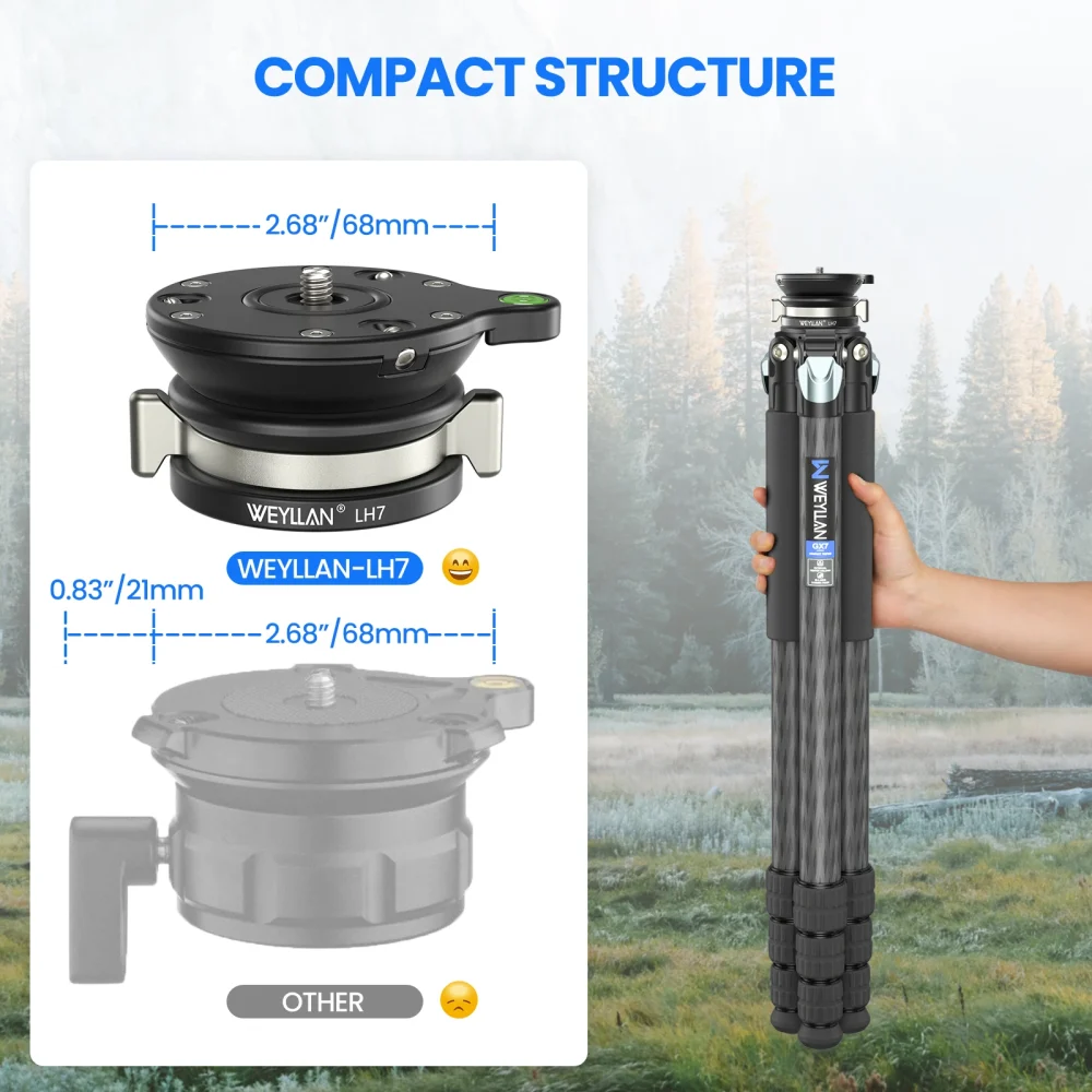 WEYLLAN LH7 Tripod Leveling Base Upgraded LH6 Twist Knob Tripod Head Base Horizontal Adjustment for Canon Nikon Sony DSLR Camera - Image 4