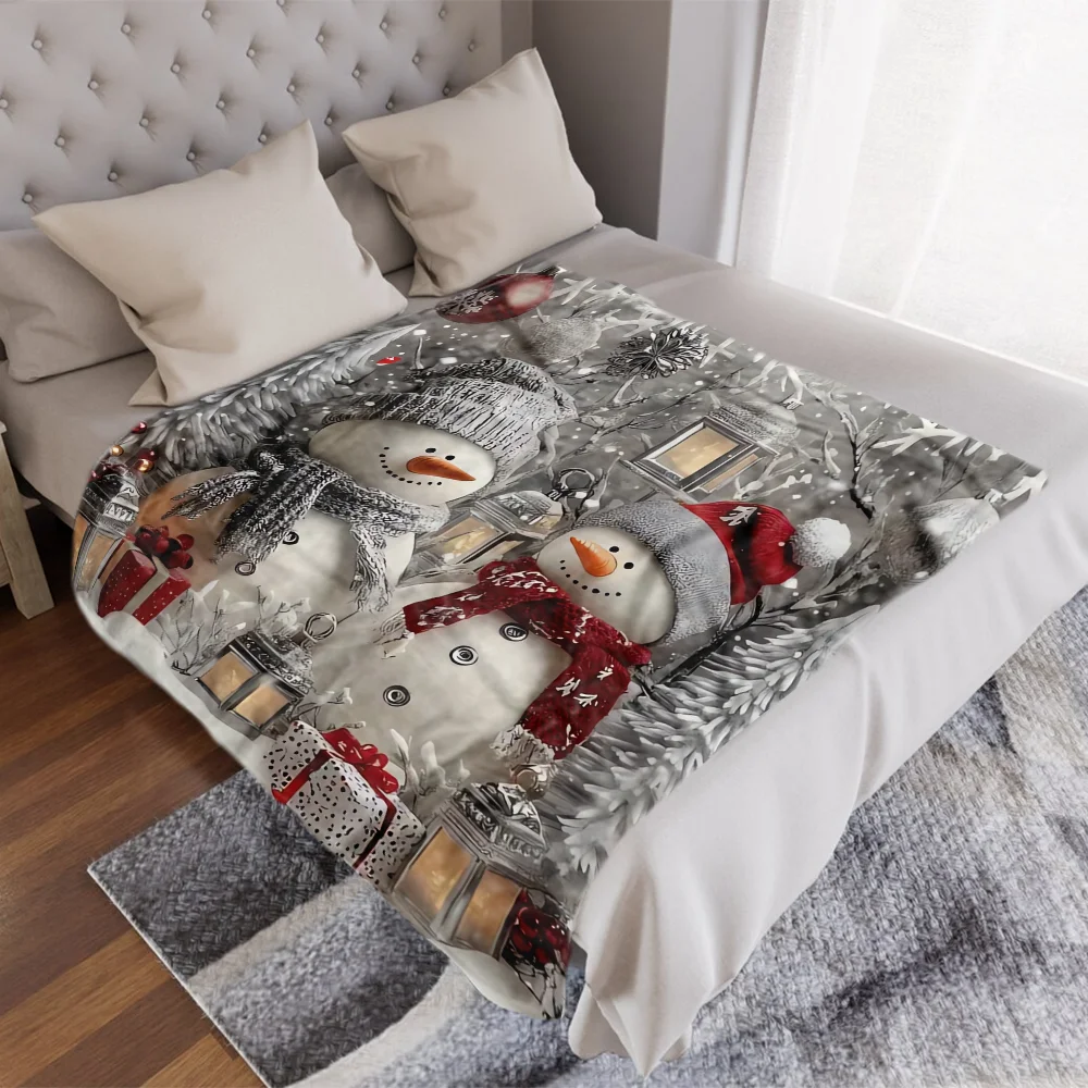1pc Cozy Christmas Snowman Blanket - Lightweight, All-Season Knit Fleece for Sofa, Bed, Trave,Ideal Gift for Family and Friends - Image 3
