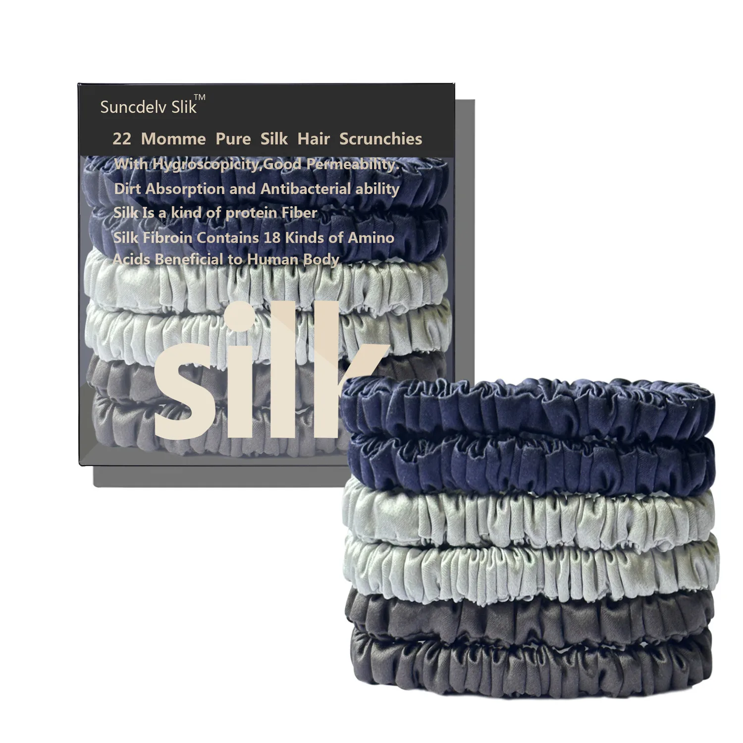 100% Silk Hair Scrunchie Handmade Pure MulberryHairbands Women Girl Hair Accessories Pure Color Natural HairTies Box - Image 6