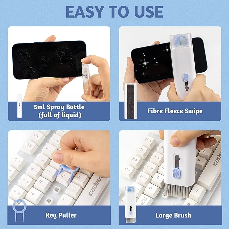 7 in 1 Computer Keyboard Cleaner Brush Kit Earphone Cleaning Pen For Headset Keyboard Cleaning Tools Cleaner Keycap Puller Kit - Image 4