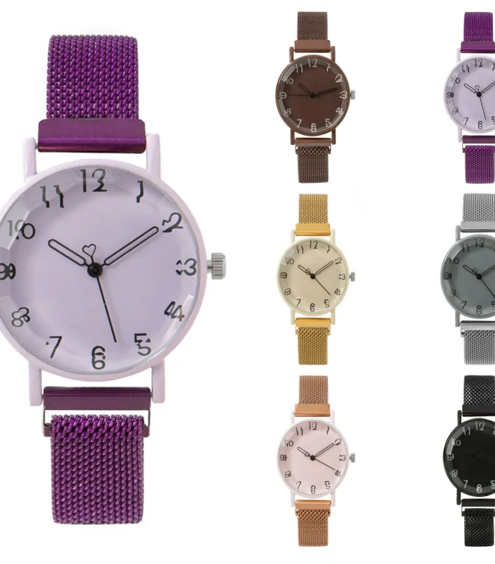 Women New Popular Mechanical Watch Simple Style Metal Mesh Belt Quartz Movement Wristwatch Female Daily Vintage Hand Wear