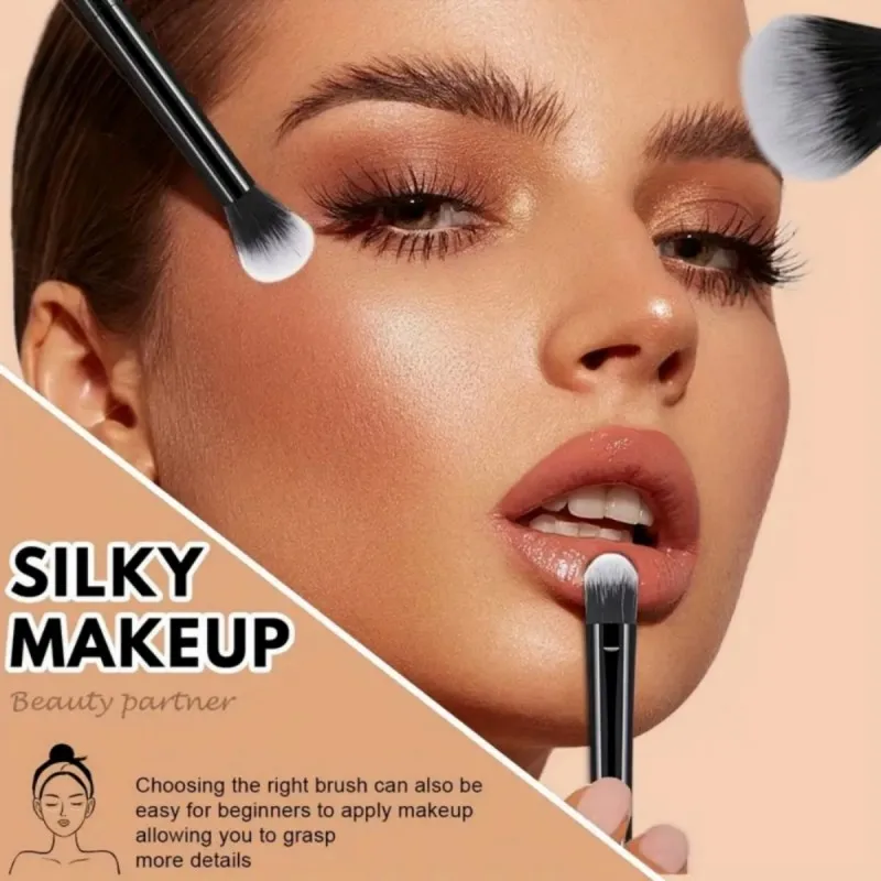 9pcs Multifunctional Black Makeup Brush Set With 1pc Beauty Egg,Soft Bristles for All Skin Types, Alcohol-Free Cosmetic Brushes - Image 2