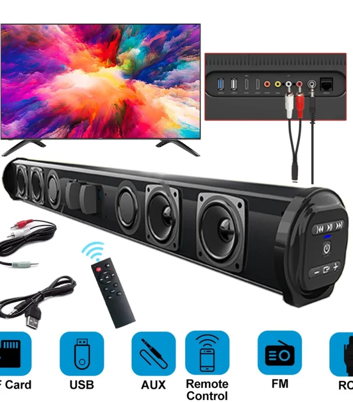 2024 Soundbar Sound Wireless Bluetooth Car Computer Speaker Stereo Tv Home Theater Sombar For 3.5mm Output PC