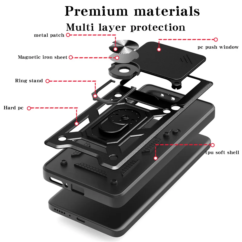 For Motorola Edge 60 Fusion 5G Case Slide Lens Camera Shockproof Armor Phone Case For Moto Edge60 Fusion Ring Holder Back Cover - Image 6