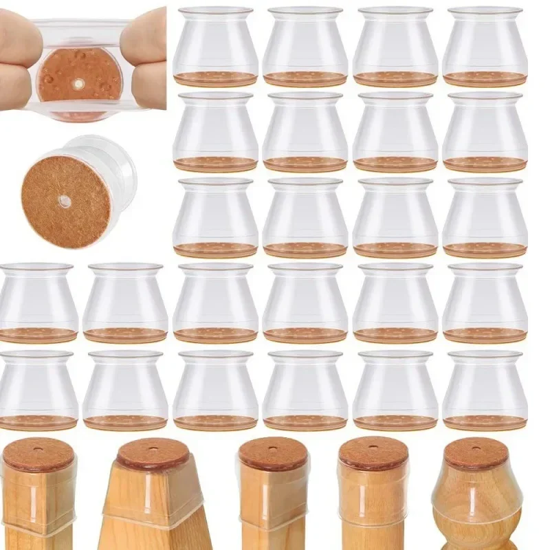 24/4pcs Chair Leg Caps Silicone Feet Protector Pads Furniture Table Covers Socks Plugs Cover Furniture Leveling Feet Home Decor - Image 2