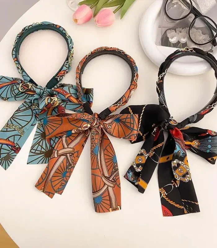 Vintage Long Ribbon Hairband for Women Elegant Hair Accessories Fashion Ribbon Braided Hair Tie Hairband Headwear