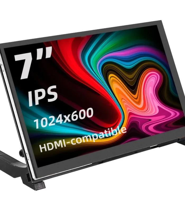 7 Inch Portable Display IPS LCD Capacitive Touch Screen 1024x600 Monitor Optional Speakers for Raspberry Pi 5 4B 3B+ Laptop PC