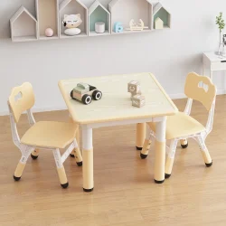 Kids Table and Chair Set, 3 Piece Toddler Furniture Set w/ Graffiti Desktop Watercolor Pens for Children Activity Room Preschool