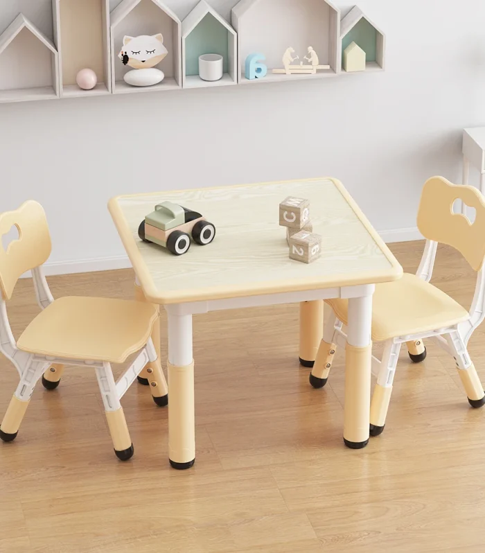 Kids Table and Chair Set, 3 Piece Toddler Furniture Set w/ Graffiti Desktop Watercolor Pens for Children Activity Room Preschool
