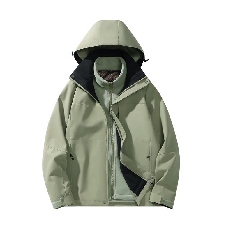 Women Fashion 3 In 1 Fleece Jacket Autumn Winter Warm Inner Lining Outerwear Outdoor Hiking Camping Sports Detachable Hat Coat - Image 4