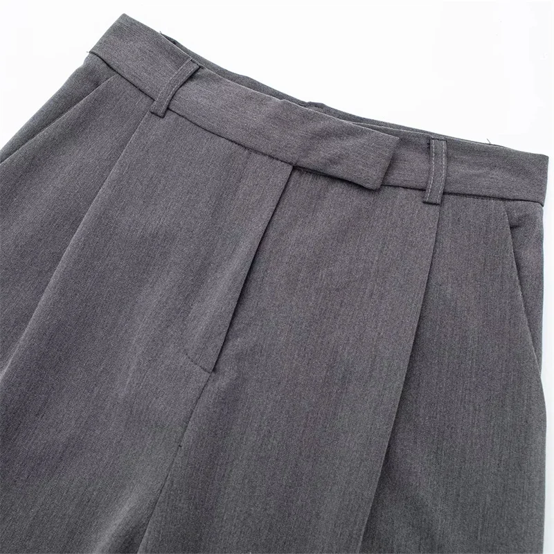 MUJER 2025 Women's Pants Beige Grey Black Wide Leg Pants Women High Waist Baggy Pants Woman Fashion Summer Office Trousers - Image 4