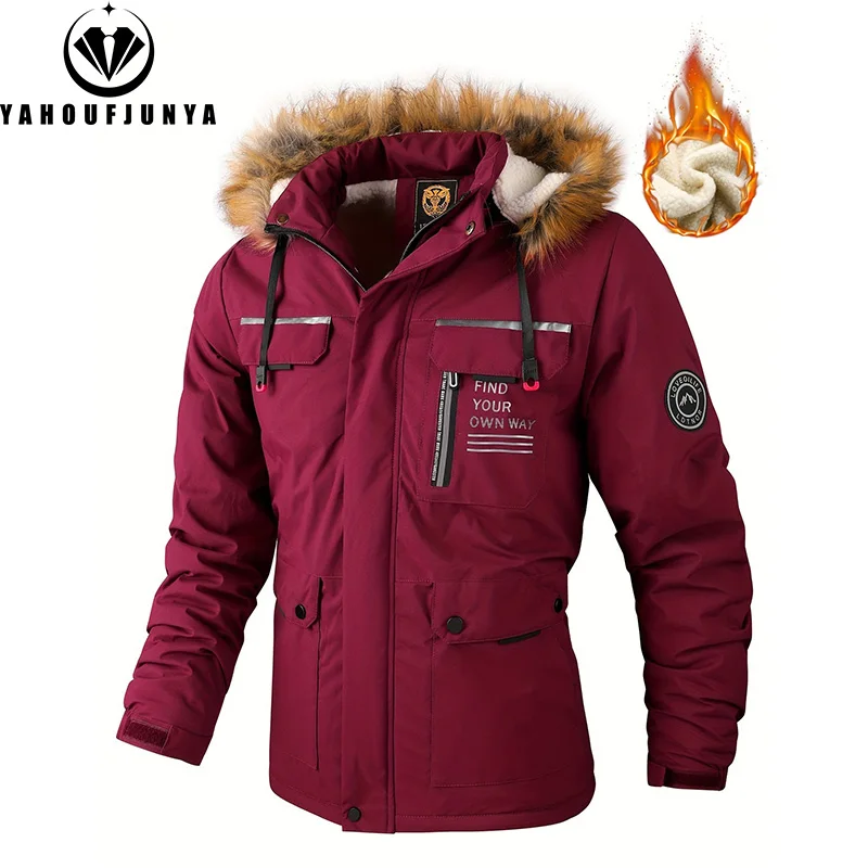 New Winter Men Outwear Fleece Warm Removable Hooded Hiking Jacket Men Outdoor Windproof Casual Fashion Jacket Coat Male Clothing - Image 3
