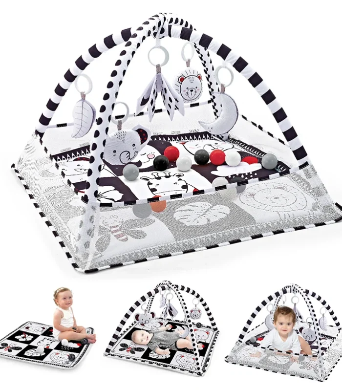 Baby Play Gym Play Mat Children Play Mat Rack Newborn Baby Activity Gym Mat 0-36 Months Tummy Time Crawling Game Blanket Toys