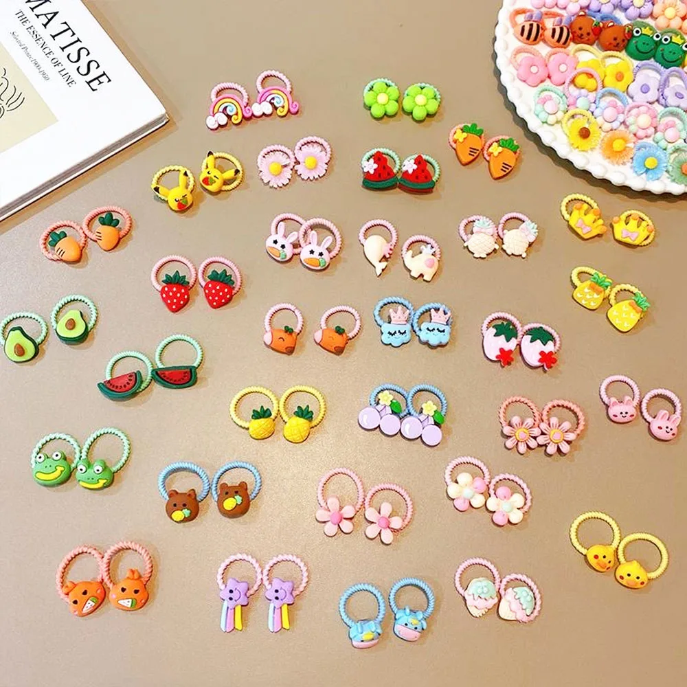 10/20/50pcs Cartoon hair accessory girl head rope hair circle hair accessories super cute Girl Rubber Band Hair bows girl New - Image 5