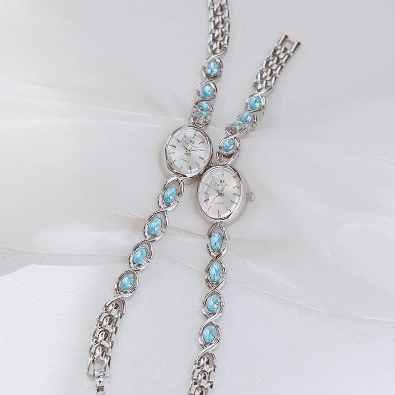 New In Women's Watches Gold Silver Bracelet Wristwatch Oval Glacier Sapphire Luxury Watch For Women Waterproof