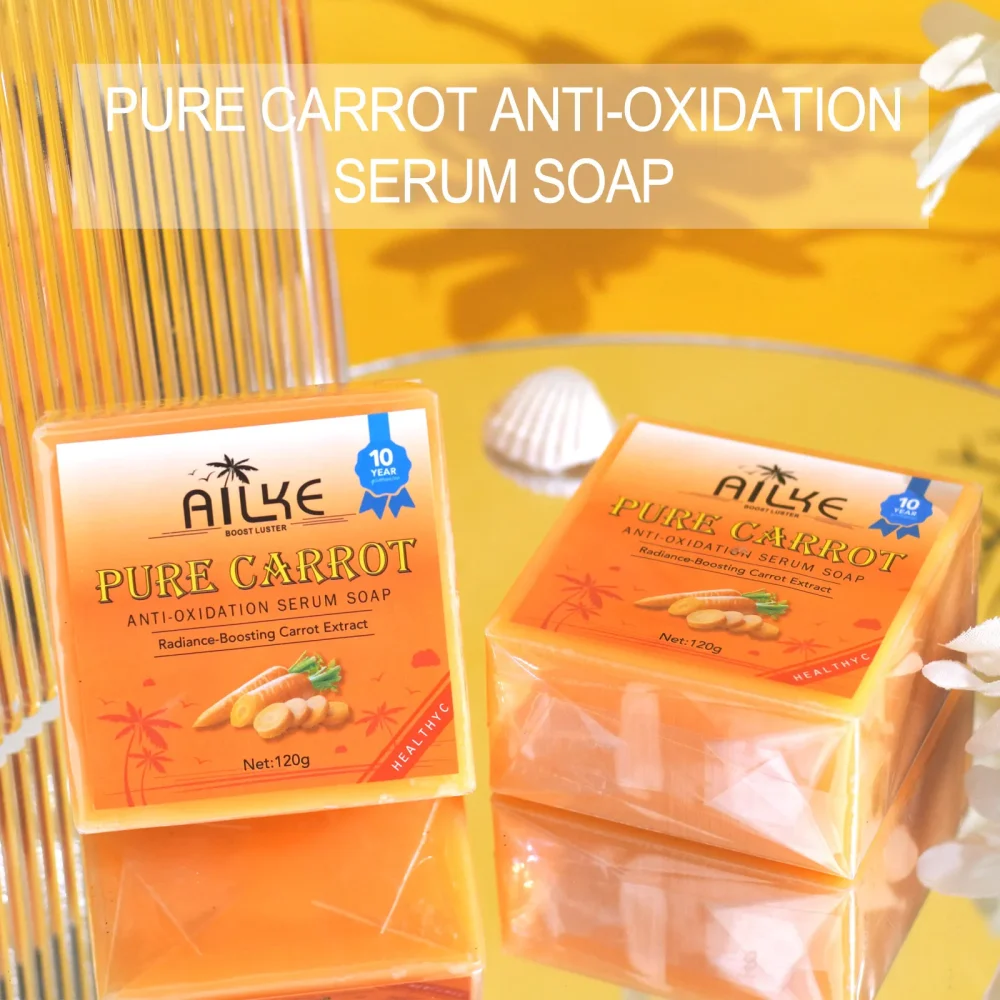 AILKE Pure Carrot Anti-Oxidation Serum Soap, Whitening, Clean Stains, Skin Brightening Soap Bar, With Vitamin C, For Body, Face - Image 2