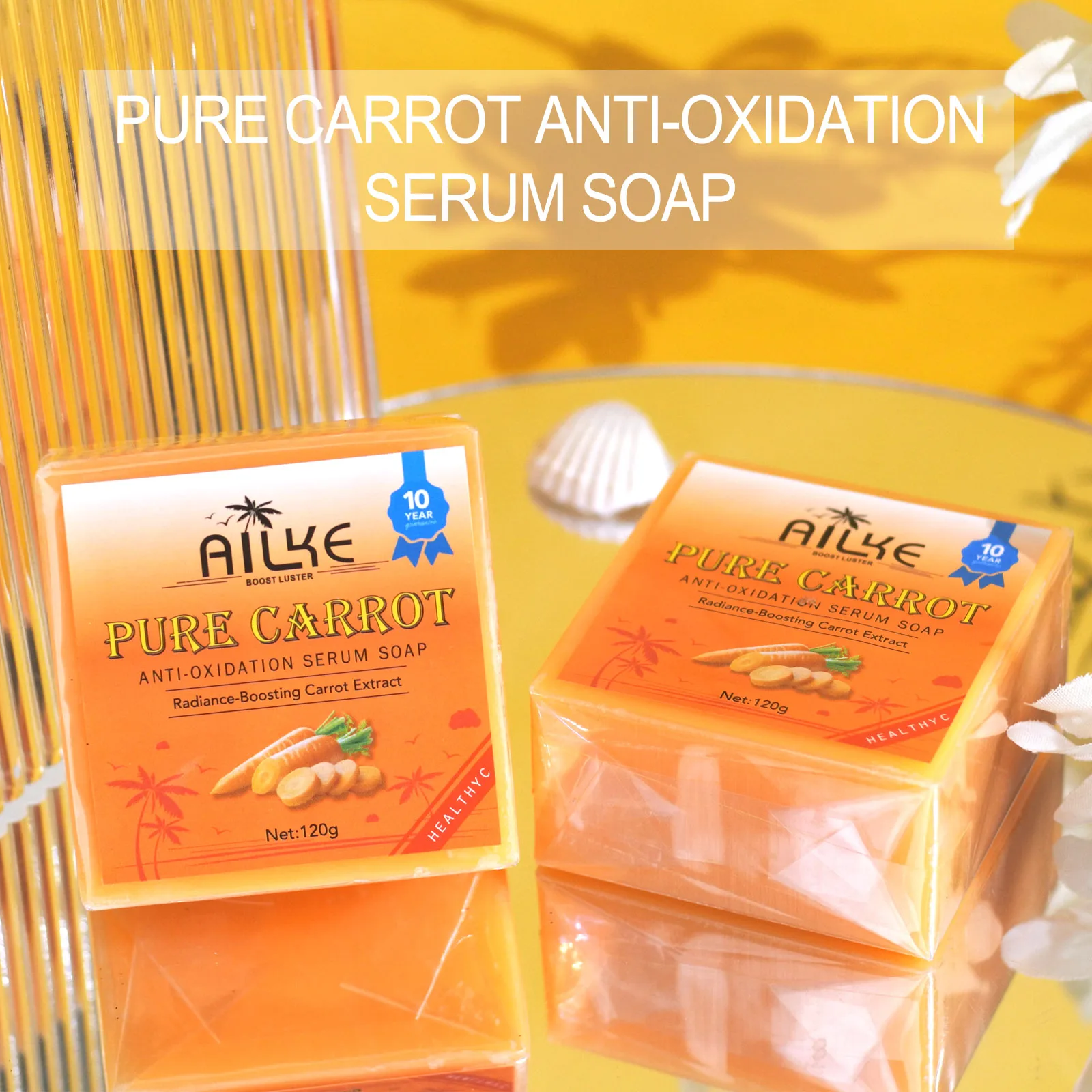 AILKE Pure Carrot Anti-Oxidation Serum Soap, Whitening, Clean Stains, Skin Brightening Soap Bar, With Vitamin C, For Body, Face - Image 2
