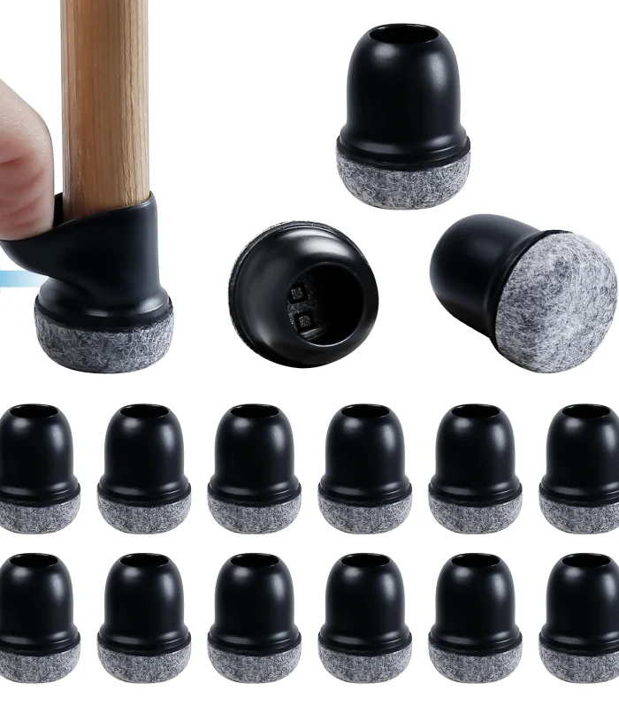 16PCS Chair Leg Protectors Anti- Slip Silicone 360°Felt Pad Bottom Wrapped Thickening Furniture Leg Cover for Hardwood Floors